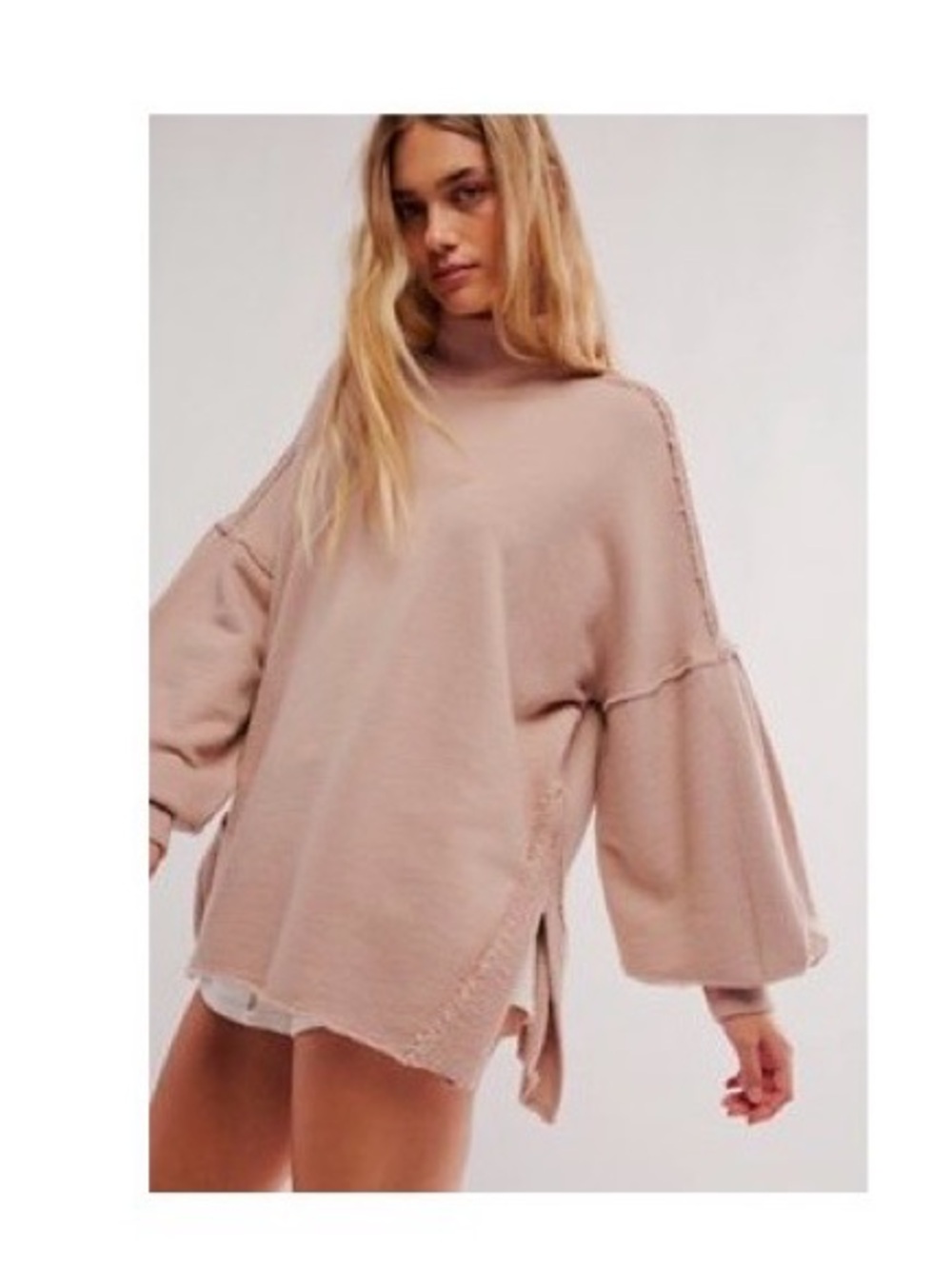 We The Free Wonderful Pullover Oversized Beige